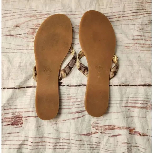 Coach Sommer Monogram Flip Flops Size 10 - Picture 3 of 5